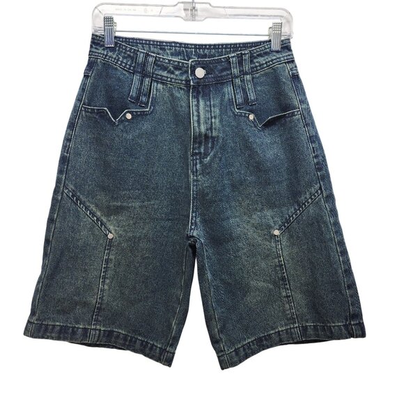 Pants - Vintage Style Denim Cargo Shorts Women's blue Size Medium